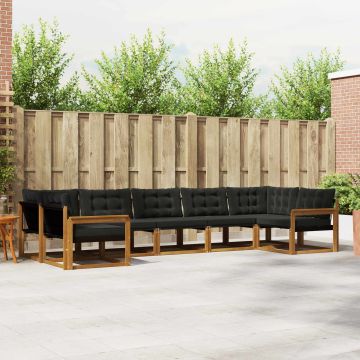vidaXL Lauko sofos komplektas su pagalve 7 pcs Natūrali ir juoda