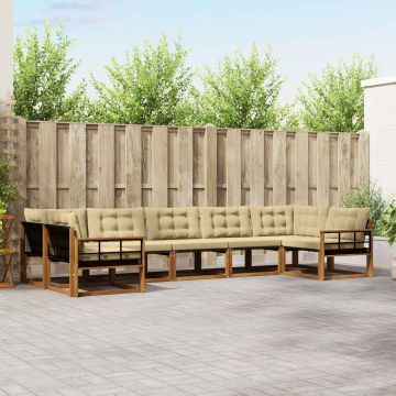 vidaXL Lauko sofos komplektas su pagalve 7 pcs Natūralus ir bežinis