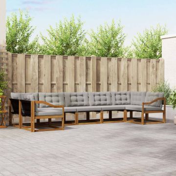 vidaXL Lauko sofos komplektas 7 pcs Natūrali ir šviesiai pilka