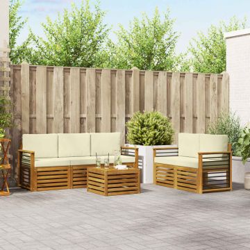 vidaXL Sofų komplektai su pagalve 6 pcs Natūralus ir grietinėlė