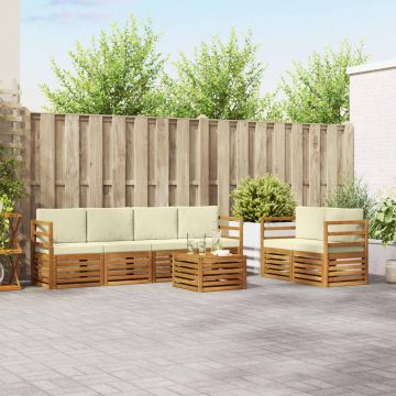 vidaXL Sofų komplektai su pagalve 7 pcs Natūralus ir grietinėlė