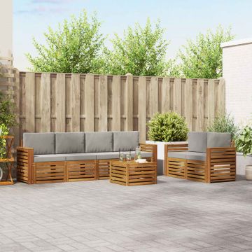 vidaXL Sofų komplektai su pagalve 7 pcs Natūrali ir šviesiai pilka