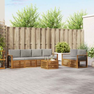 vidaXL Sofų komplektai su pagalve 7 pcs Natūrali ir šviesiai pilka