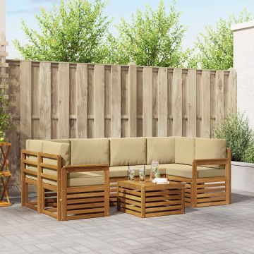vidaXL Sofų komplektai su pagalve 7 pcs Natūralus ir bežinis
