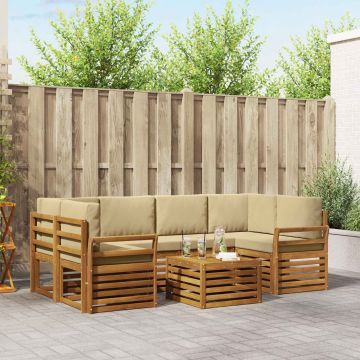 vidaXL Sofų komplektai su pagalve 7 pcs Natūralus ir bežinis