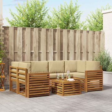 vidaXL Sofų komplektai su pagalve 7 pcs Natūralus ir bežinis