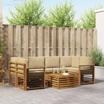 vidaXL Sofų komplektai su pagalve 7 pcs Natūralus ir bežinis