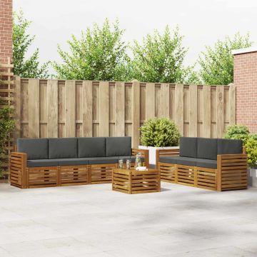 vidaXL Sofų komplektai su pagalve 8 pcs Natūralus ir antracitas