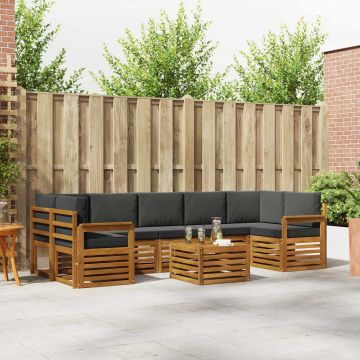 vidaXL Sofų komplektai su pagalve 8 pcs Natūralus ir antracitas