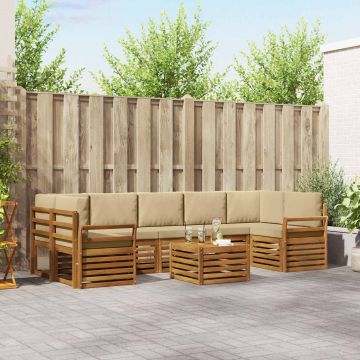 vidaXL Sofų komplektai su pagalve 8 pcs Natūralus ir bežinis