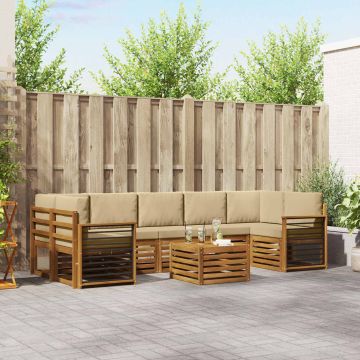 vidaXL Sofų komplektai su pagalve 8 pcs Natūralus ir bežinis