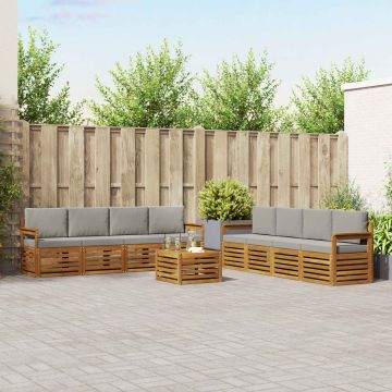 vidaXL Sofų komplektai su pagalve 9 pcs Natūrali ir šviesiai pilka