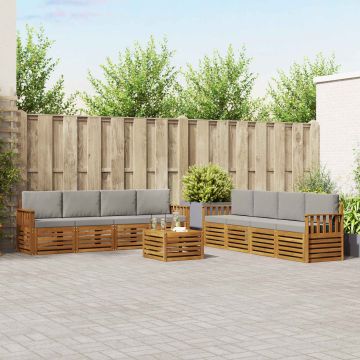 vidaXL Sofų komplektai su pagalve 9 pcs Natūrali ir šviesiai pilka