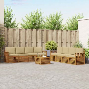 vidaXL Sofų komplektai su pagalve 9 pcs Natūralus ir bežinis