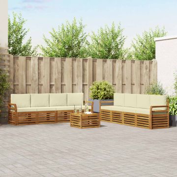 vidaXL Sofų komplektai su pagalve 9 pcs Natūralus ir grietinėlė