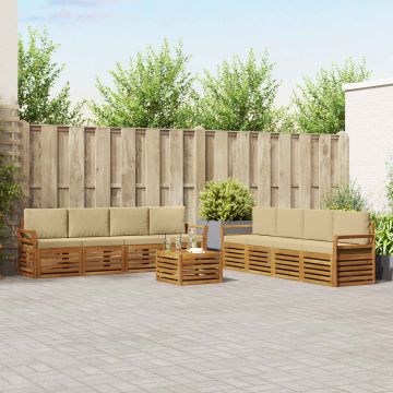 vidaXL Sofų komplektai su pagalve 9 pcs Natūralus ir bežinis