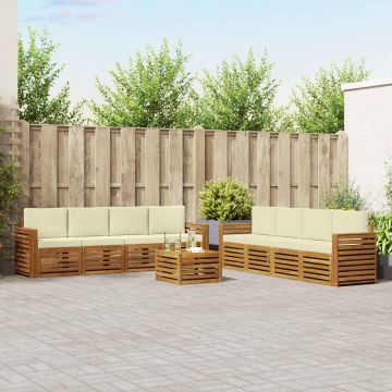 vidaXL Sofų komplektai su pagalve 9 pcs Natūralus ir grietinėlė