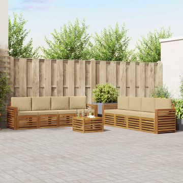 vidaXL Sofų komplektai su pagalve 9 pcs Natūralus ir bežinis