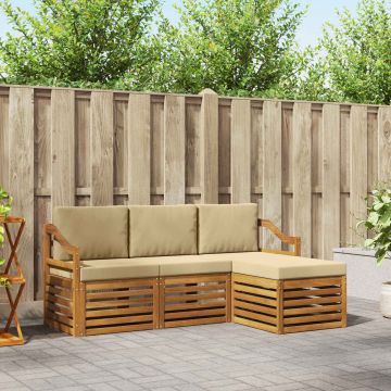 vidaXL Sofų komplektai su pagalve 4 pcs Natūralus ir bežinis