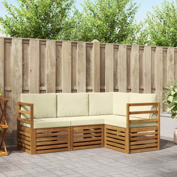 vidaXL Sofų komplektai su pagalve 4 pcs Natūralus ir grietinėlė