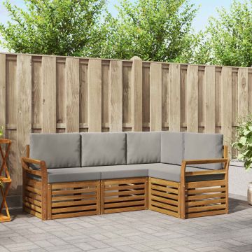vidaXL Sofų komplektai su pagalve 4 pcs Natūrali ir šviesiai pilka