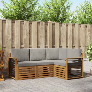 vidaXL Sofų komplektai su pagalve 4 pcs Natūrali ir šviesiai pilka