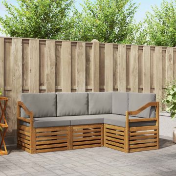 vidaXL Sofų komplektai su pagalve 4 pcs Natūrali ir šviesiai pilka