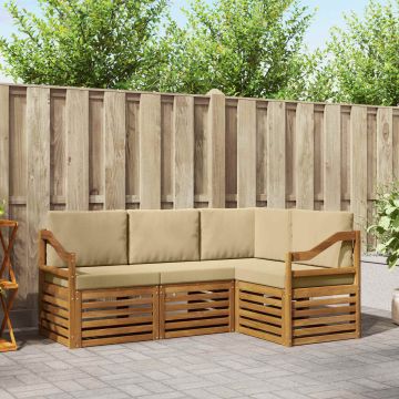 vidaXL Sofų komplektai su pagalve 4 pcs Natūralus ir bežinis