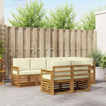 vidaXL Sofų komplektai su pagalve 7 pcs Natūralus ir grietinėlė