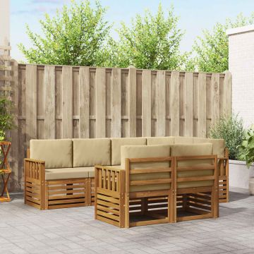 vidaXL Sofų komplektai su pagalve 7 pcs Natūralus ir bežinis