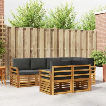vidaXL Sofų komplektai su pagalve 7 pcs Natūralus ir antracitas