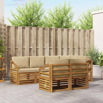 vidaXL Sofų komplektai su pagalve 7 pcs Natūralus ir bežinis