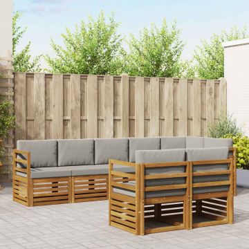 vidaXL Sofų komplektai su pagalve 8 pcs Natūrali ir šviesiai pilka