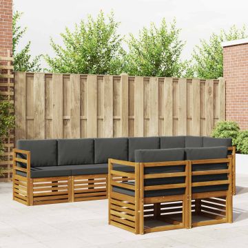 vidaXL Sofų komplektai su pagalve 8 pcs Natūralus ir antracitas