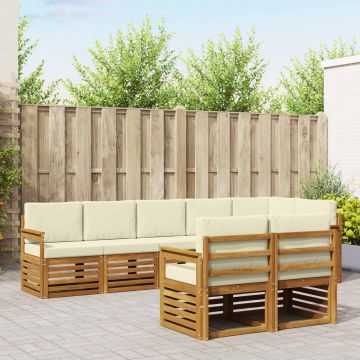 vidaXL Sofų komplektai su pagalve 8 pcs Natūralus ir grietinėlė