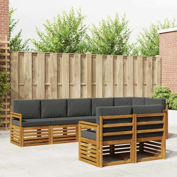 vidaXL Sofų komplektai su pagalve 8 pcs Natūralus ir antracitas