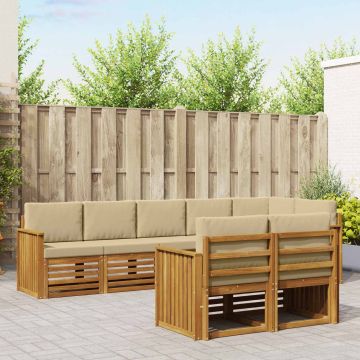 vidaXL Sofų komplektai su pagalve 8 pcs Natūralus ir bežinis