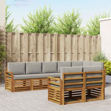 vidaXL Sofų komplektai su pagalve 8 pcs Natūrali ir šviesiai pilka