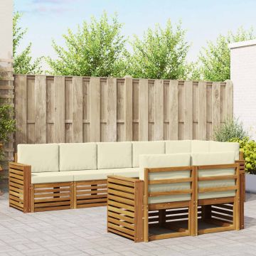 vidaXL Sofų komplektai su pagalve 8 pcs Natūralus ir grietinėlė
