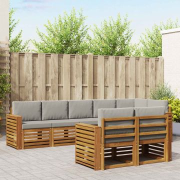 vidaXL Sofų komplektai su pagalve 8 pcs Natūrali ir šviesiai pilka