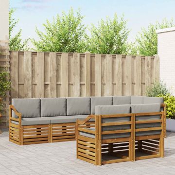 vidaXL Sofų komplektai su pagalve 8 pcs Natūrali ir šviesiai pilka