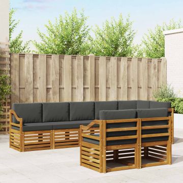 vidaXL Sofų komplektai su pagalve 8 pcs Natūralus ir antracitas