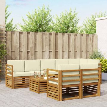 vidaXL Sofų komplektai su pagalve 9 pcs Natūralus ir grietinėlė