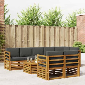 vidaXL Sofų komplektai su pagalve 9 pcs Natūralus ir antracitas