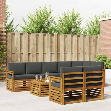 vidaXL Sofų komplektai su pagalve 9 pcs Natūralus ir antracitas