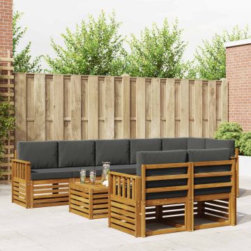 vidaXL Sofų komplektai su pagalve 9 pcs Natūralus ir antracitas