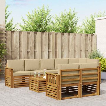 vidaXL Sofų komplektai su pagalve 9 pcs Natūralus ir bežinis