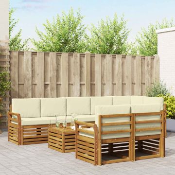vidaXL Sofų komplektai su pagalve 9 pcs Natūralus ir grietinėlė