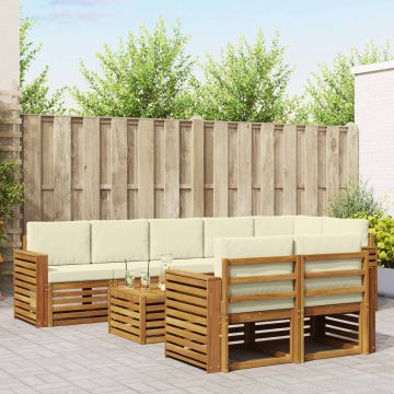vidaXL Sofų komplektai su pagalve 9 pcs Natūralus ir grietinėlė