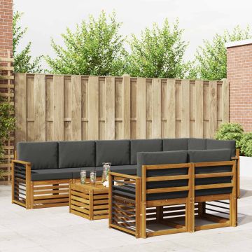 vidaXL Sofų komplektai su pagalve 9 pcs Natūralus ir antracitas